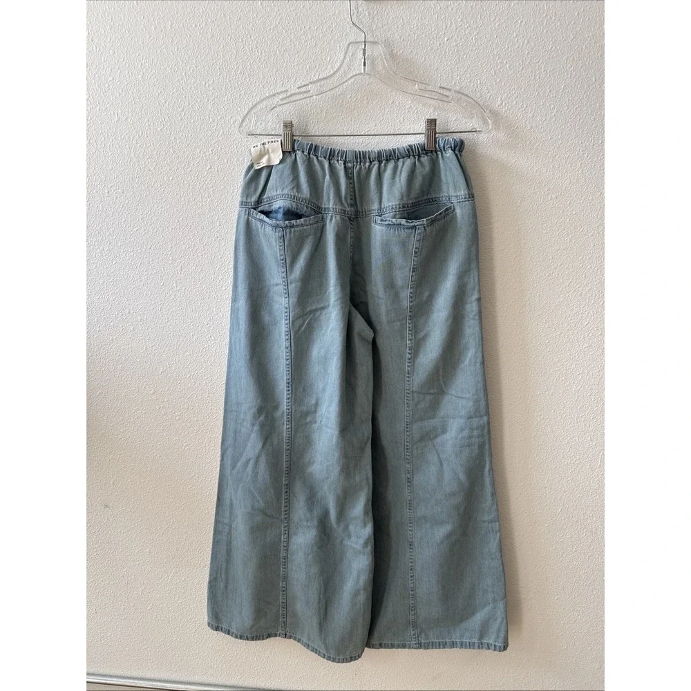 Free People Veritas Wide Leg Jeans Size Small Drawstring‎ Oversized $128